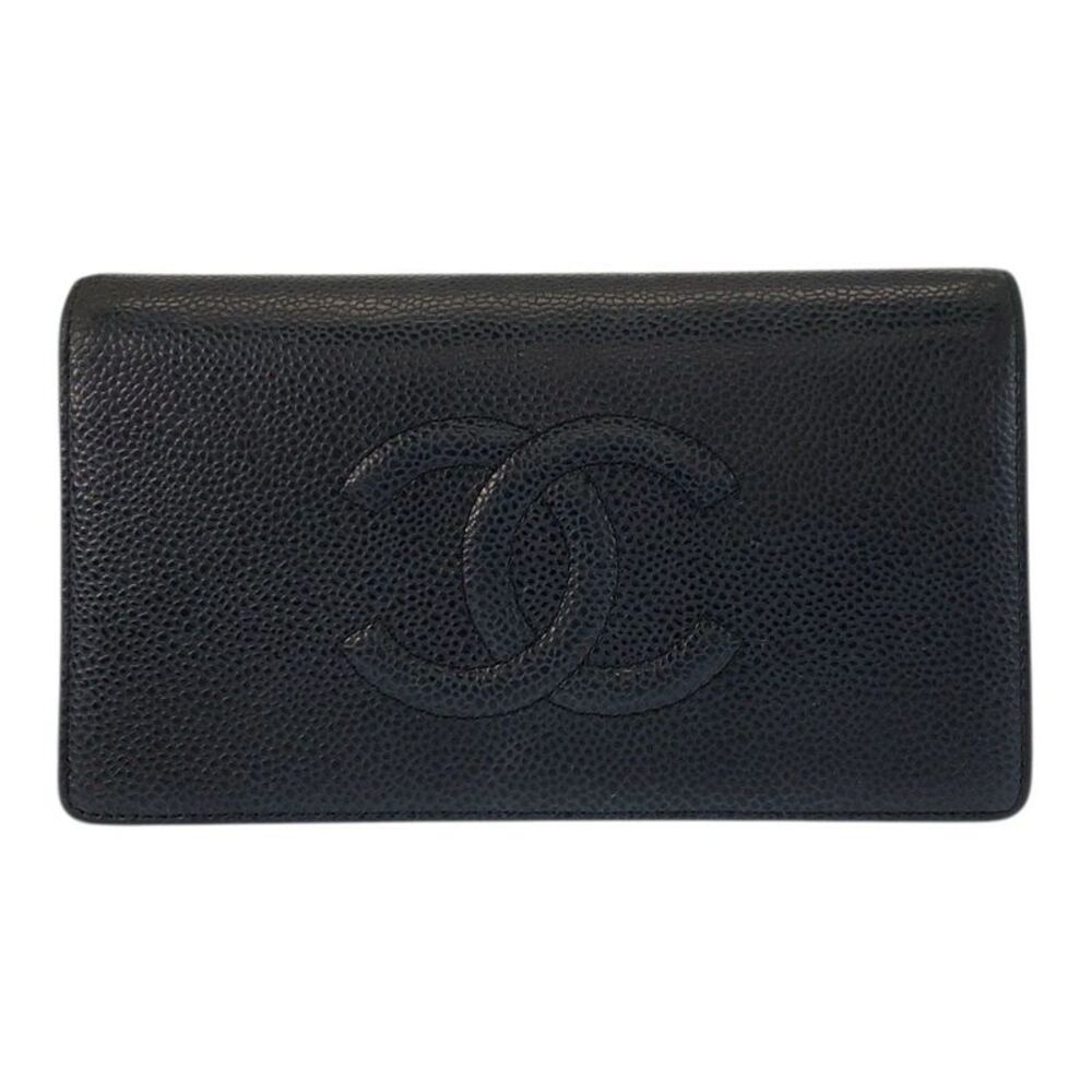 Chanel Coco Mark Leather Long Wallet